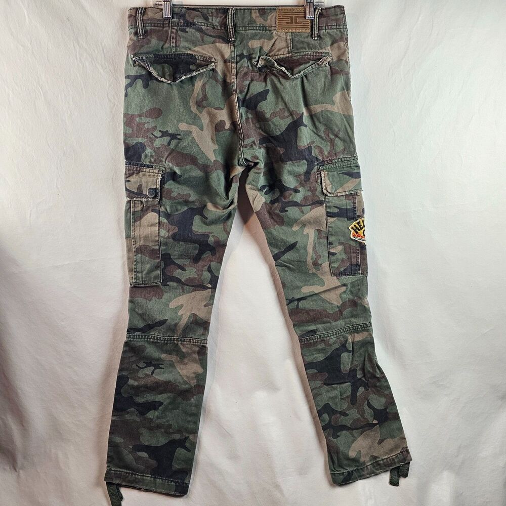 Jordan Craig Cargo Pants Mens 32x32 Camo Military Patch Distressed Streetwear - Picture 6 of 12